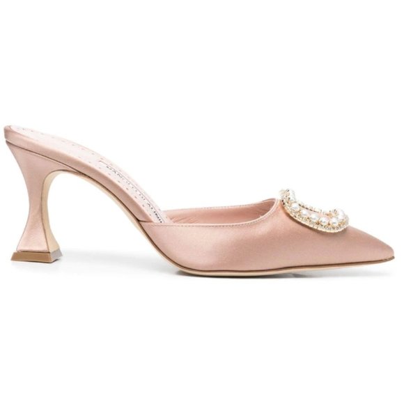 Manolo Blahnik Pearl Fabetamu Mule 38.5 - Picture 3 of 15